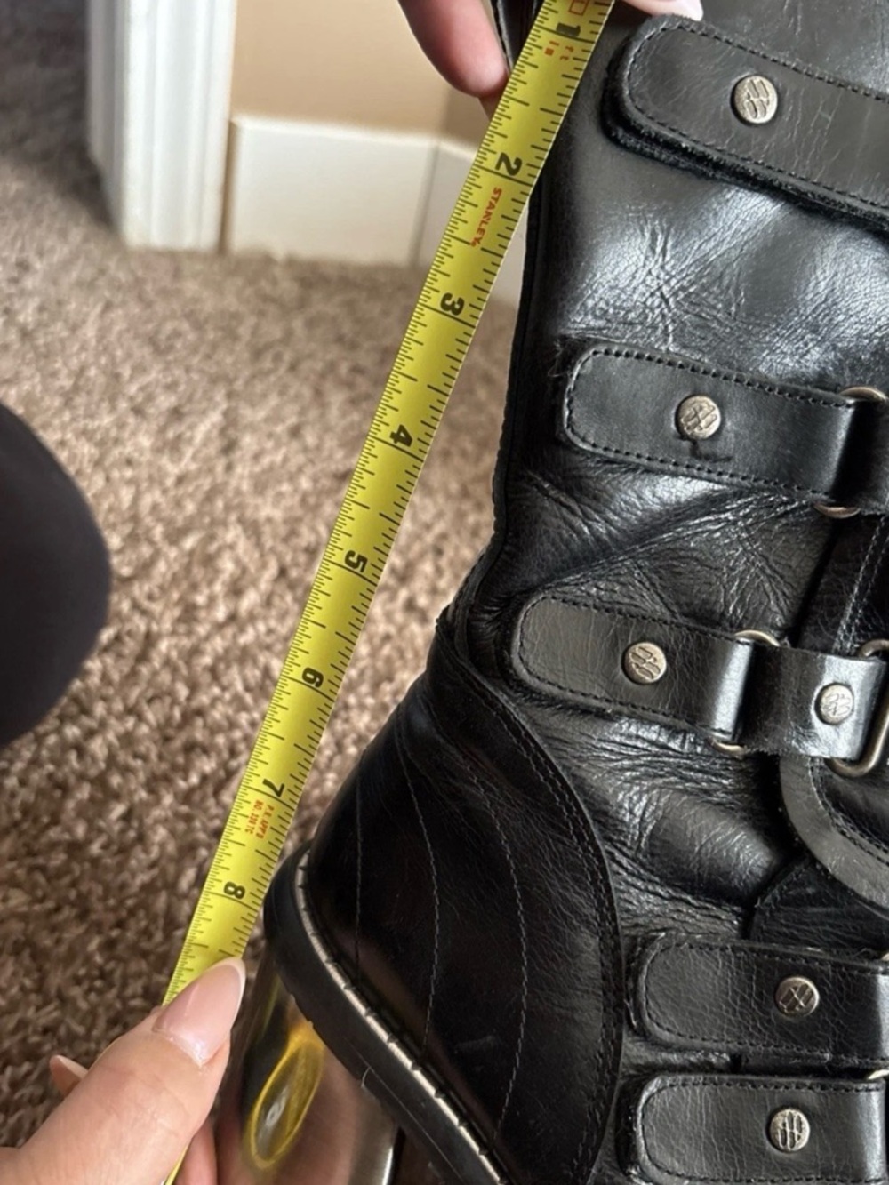 RARE - Y2K Vintage Black New Rock Platform Leather Boots Size 38 W  Or 5UK - Picture 3 of 15